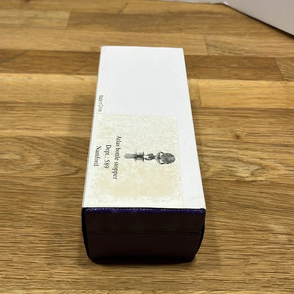 NEW Vintage Neiman Marcus silver Tone & Glass Atlas Globe Wine Stopper in Box